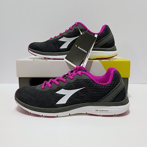 Diadora Swan Black Violet Bouquet Women's Casual Running Shoes - Picture 2 of 11